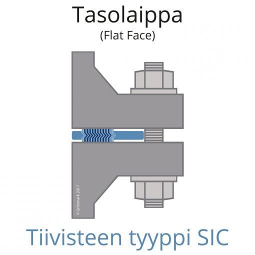 Spiraalitiiviste BPG 9336SIC tasolaippaliitoksessa